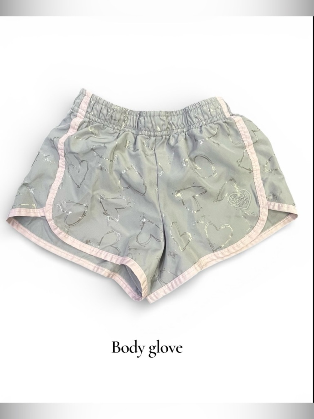 💕$6 Bundled Body Glove Girls Light Gray Shorts with Pink Trim